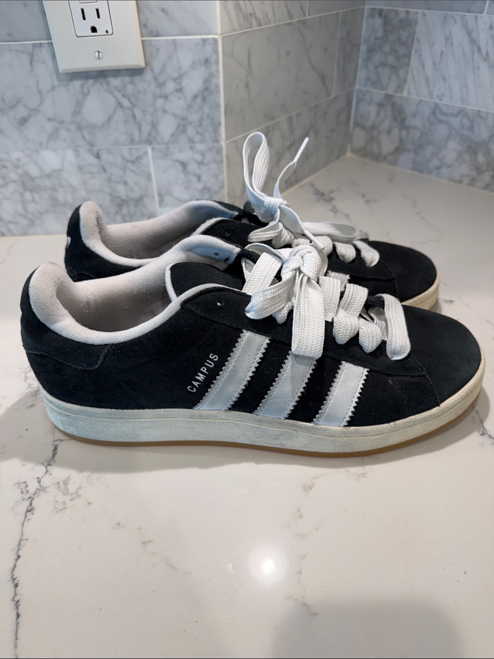 adidas Campus Suede Sneakers in Black and White